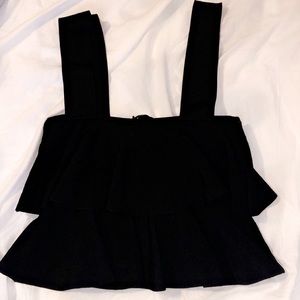 Zara Black Layered Ruffled Top